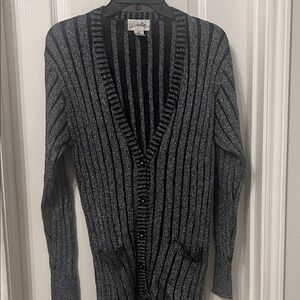 Destinee Black and Silver Striped Cardigan